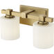 None 2 Light 14 inch Vintage Brass Bathroom Vanity Light Wall Light